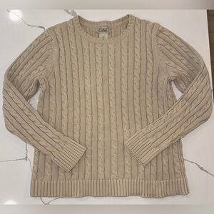 Vintage L.L. Bean Cable Knit Sweater Preppy Classic Fisherman Neutral Old Money